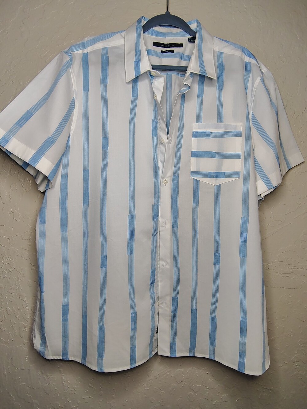 Perry Ellis short-sleeve striped casual button-down shirts Size XXL